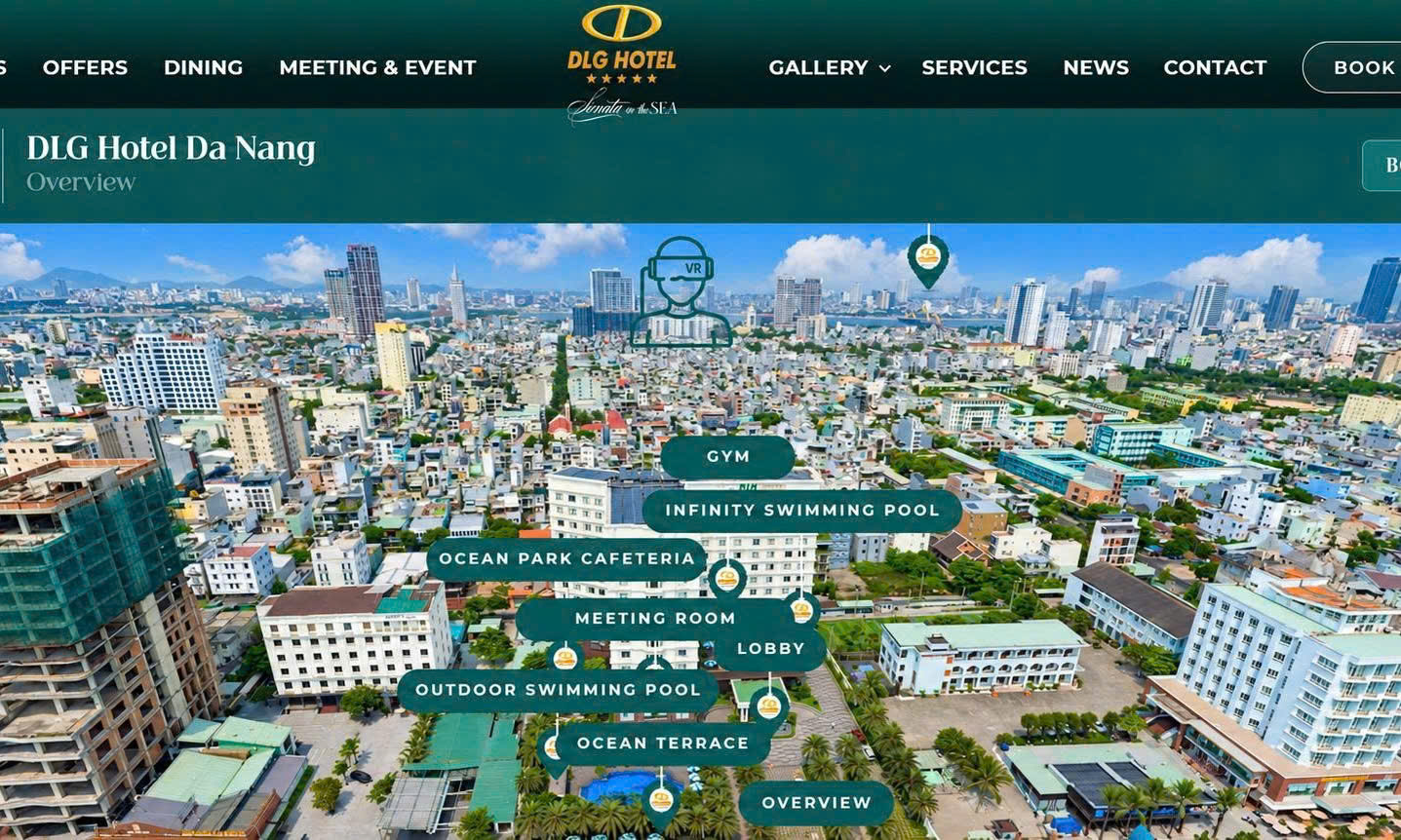 Smart Map 360 của Space 3D hiển thị như thế nào trên website DLG Hotel Đà Nẵng?